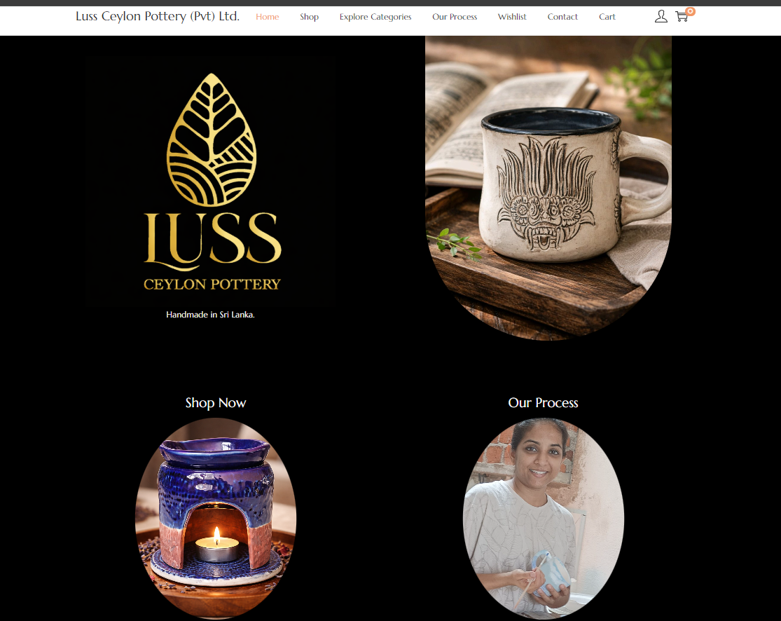 Luss Ceylon Pottery website preview